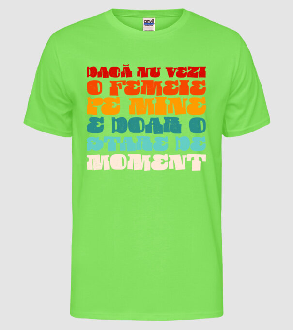 dacă nu vezi o femeie pe mine, e doar o stare de moment model verde neon pe tricou
