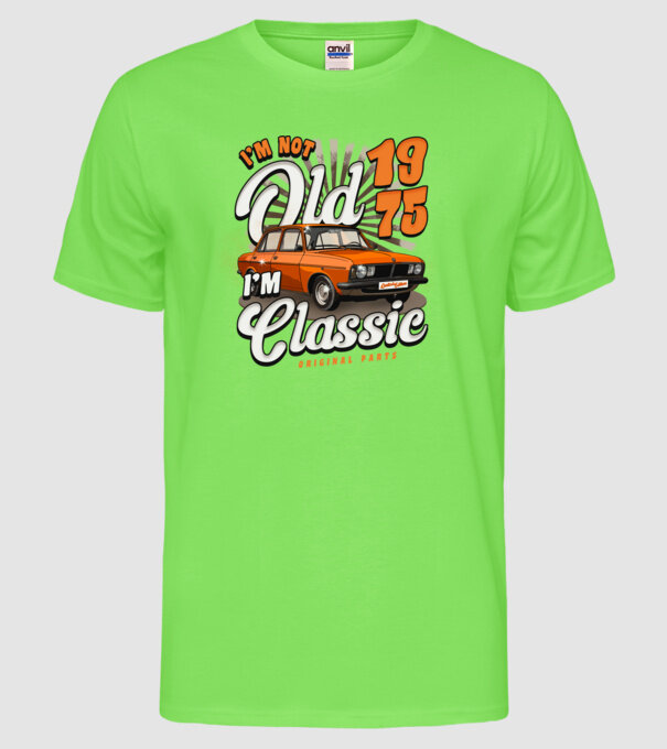 DACIA 1975 model verde neon pe tricou