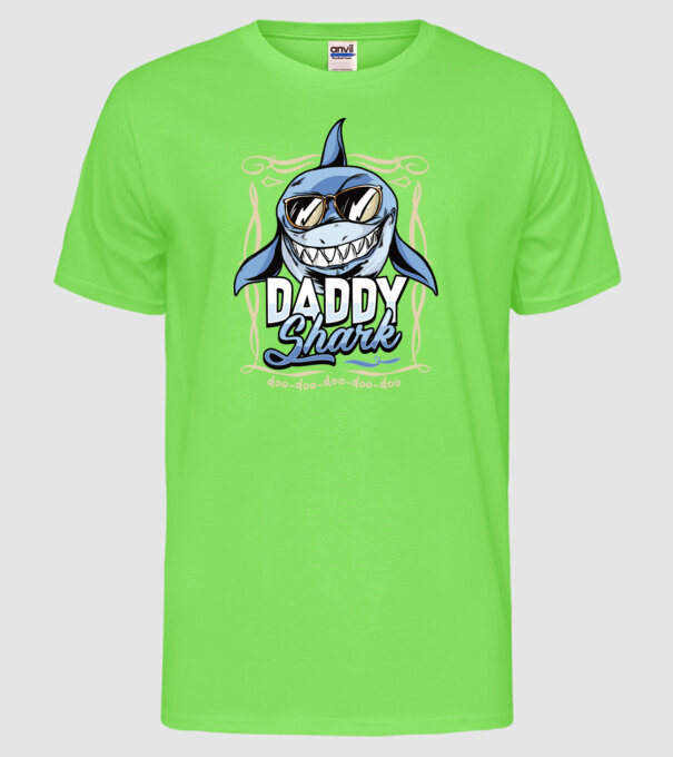 Daddy Shark model verde neon pe tricou