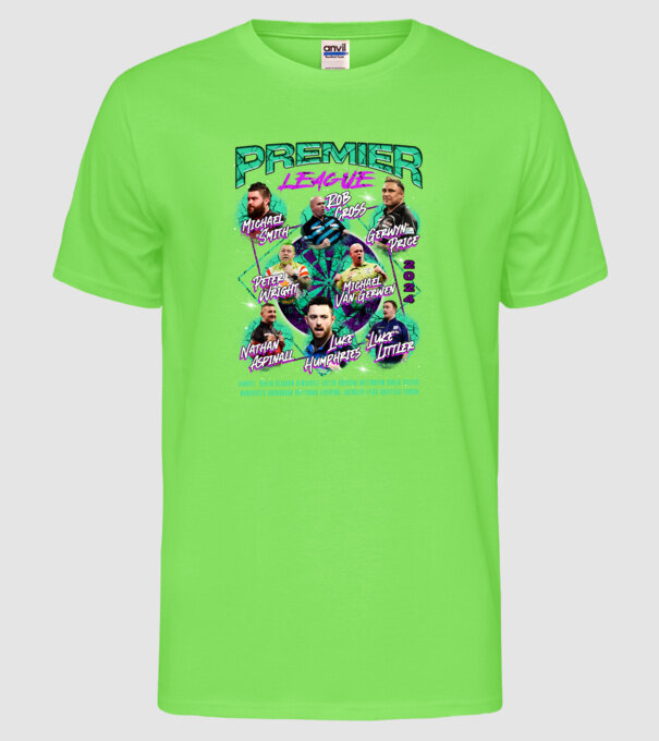 DARTS premier league 2024 model verde neon pe tricou