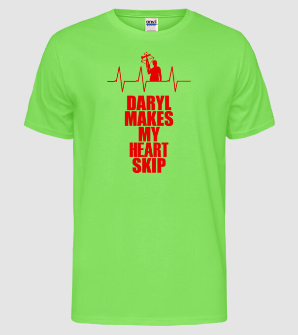 Daryl makes my heart skip model verde neon pe tricou