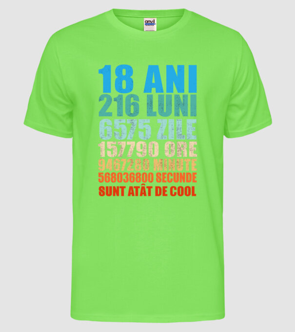 De 18 ani - luni - zile - ore - minute - secunde - sunt atât de cool model verde neon pe tricou