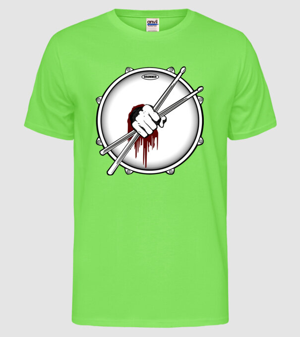 dedicated drummer model verde neon pe tricou