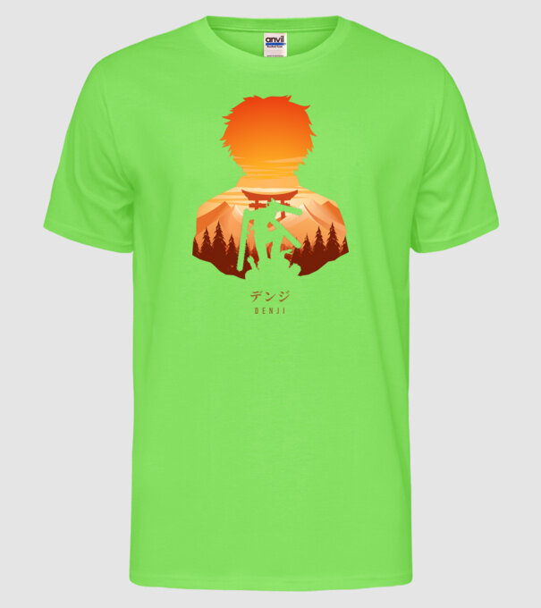 Denji model verde neon pe tricou