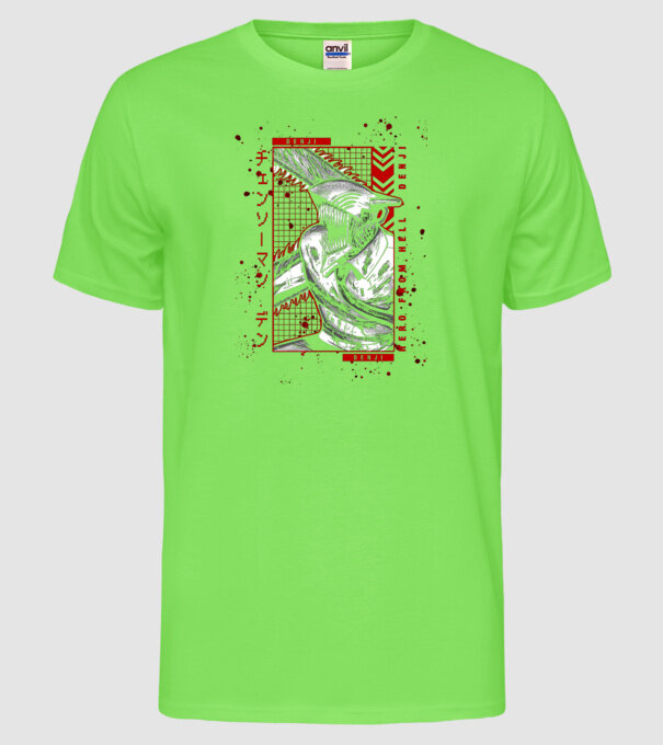 Denji Chainsaw man model verde neon pe tricou