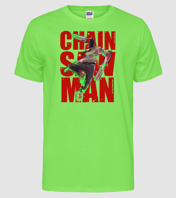 Denji chainsaw man concept model verde neon pe tricou