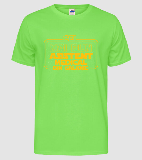 Cel mai bun asistent medical din galaxie model verde neon pe tricou
