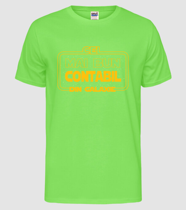 Cel mai bun contabil din galaxie model verde neon pe tricou