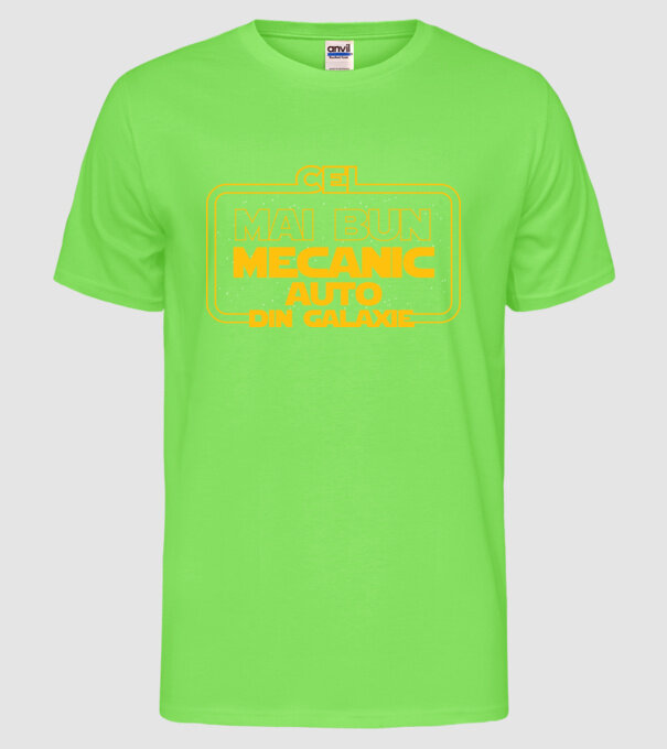 Cel mai bun mecanic auto din galaxie model verde neon pe tricou