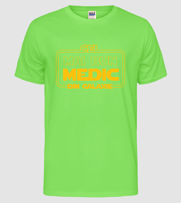 Cel mai bun medic din galaxie model verde neon pe tricou