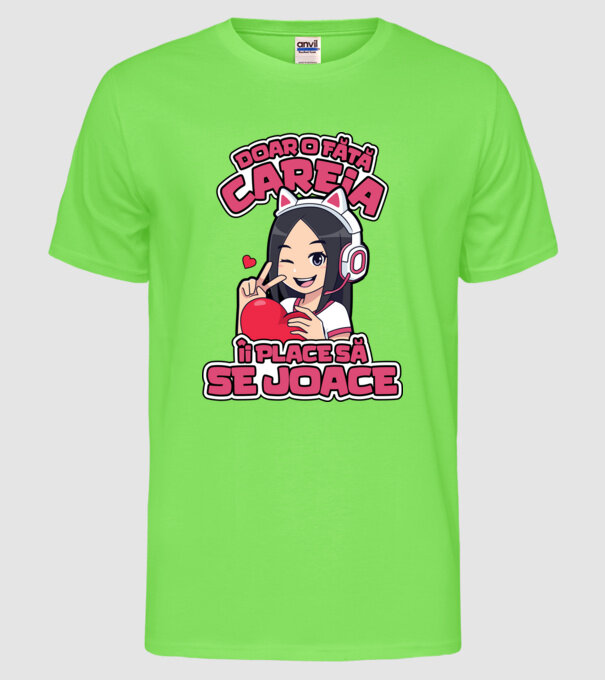 doar o fată căreia îi place să se joace model verde neon pe tricou