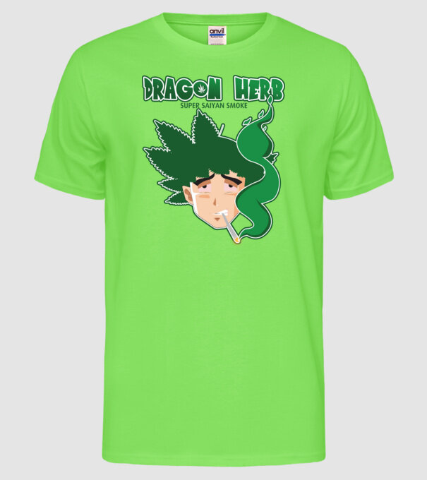 dragon herb smoke model verde neon pe tricou
