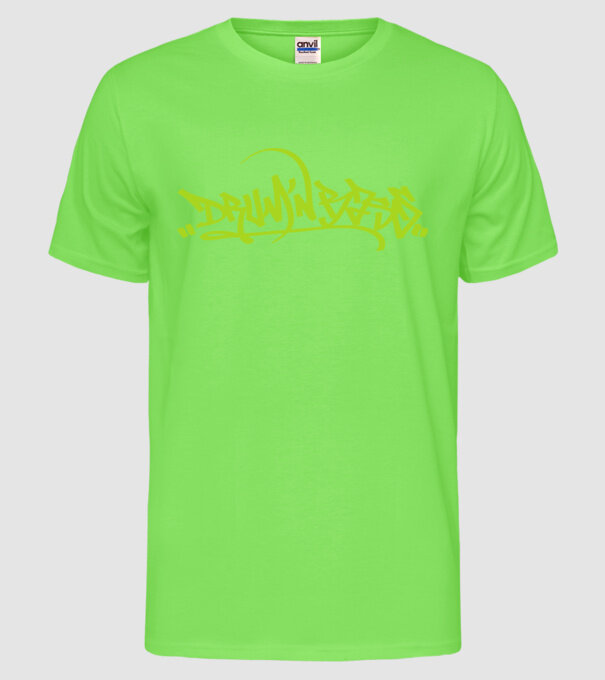 drum and bass model verde neon pe tricou