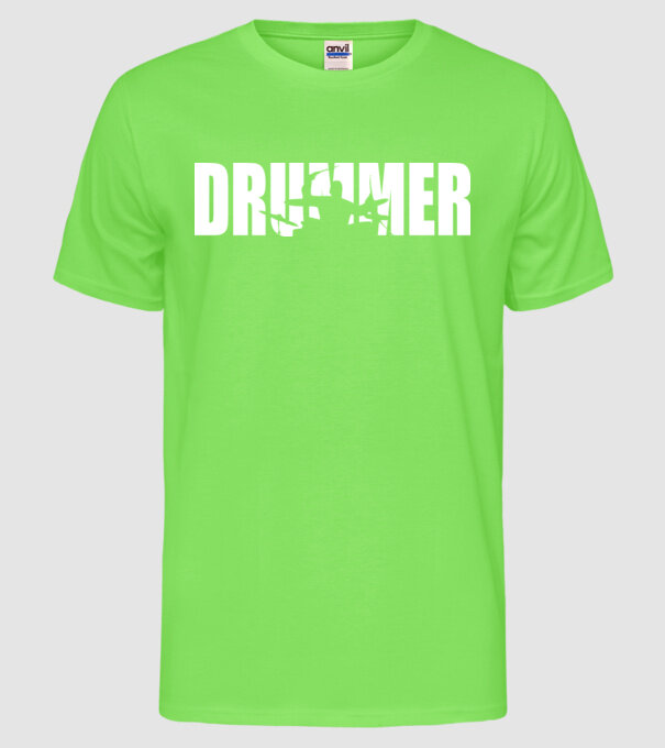 Drummer model verde neon pe tricou