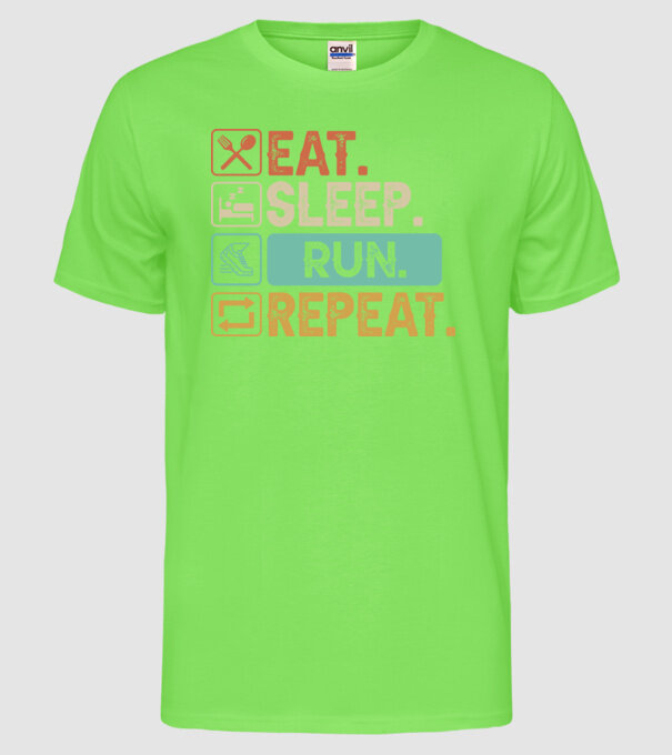 Eat Sleep Run Repeat model verde neon pe tricou