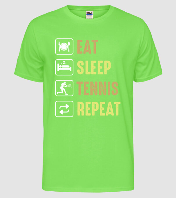 eat sleep tennis repeat model verde neon pe tricou