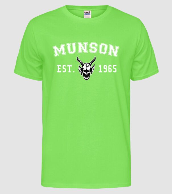eddi munson est 1965 model verde neon pe tricou