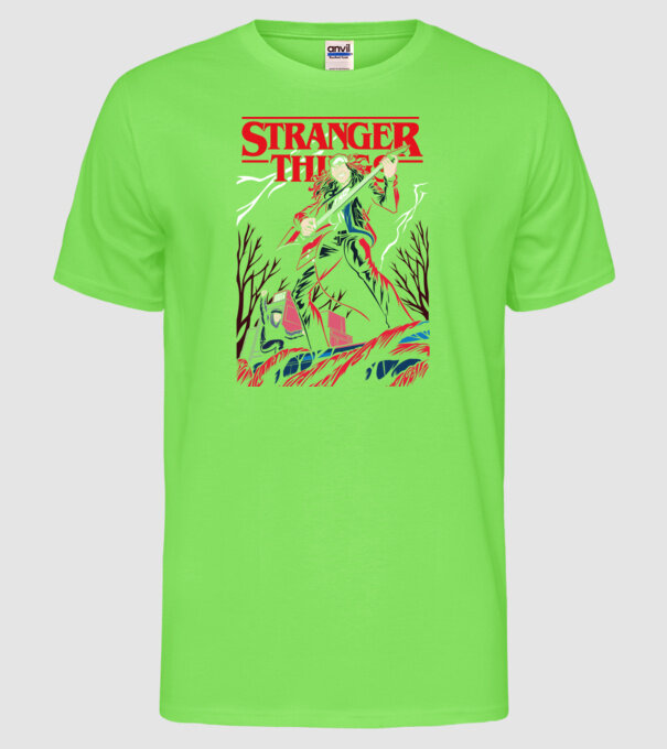 eddie munson model verde neon pe tricou