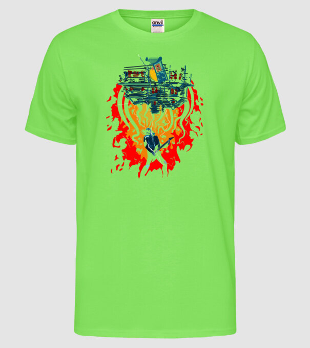 eddie munson guitar model verde neon pe tricou