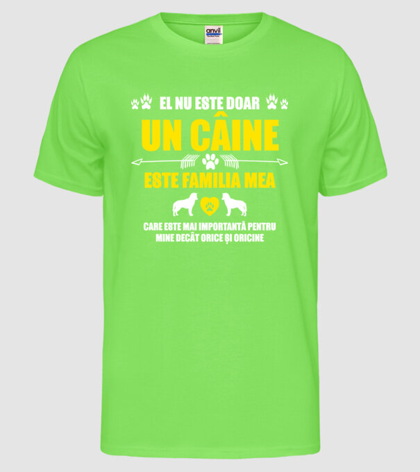 el nu este doar un câine, este familia mea, care este mai importantă pentru mine decât orice și oricine model verde neon pe tricou