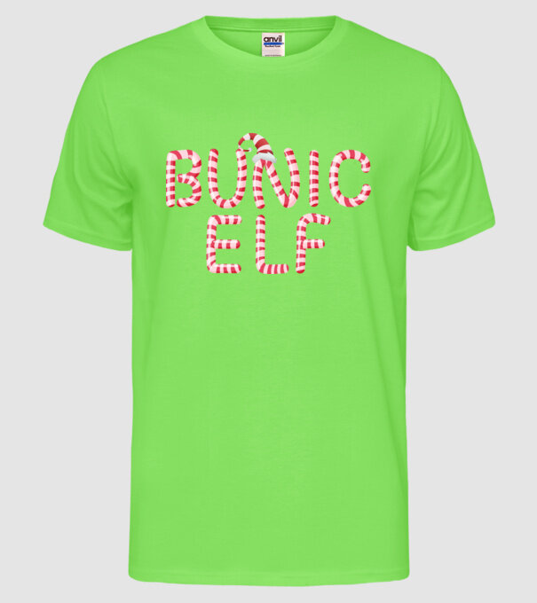 bunic elf model verde neon pe tricou