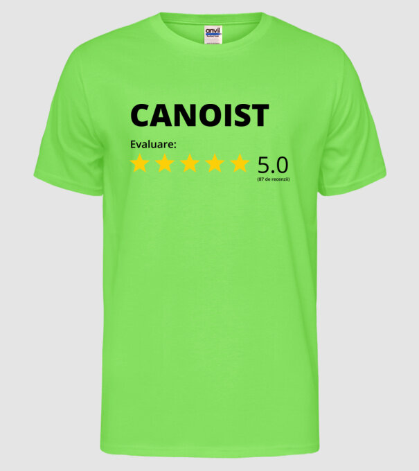Evaluare 5 CANOIST model verde neon pe tricou