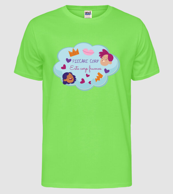 Fiecare corp model verde neon pe tricou