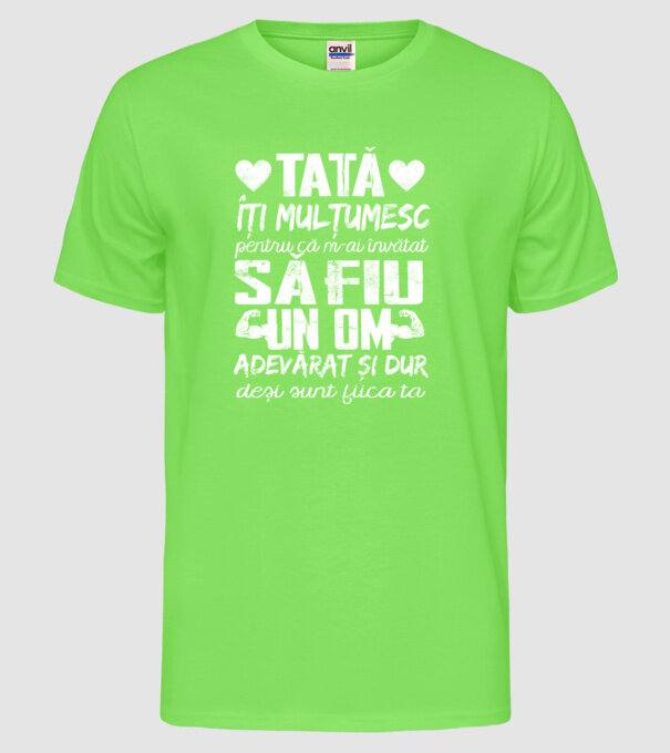 fiică crescută ca fiu Negru model verde neon pe tricou