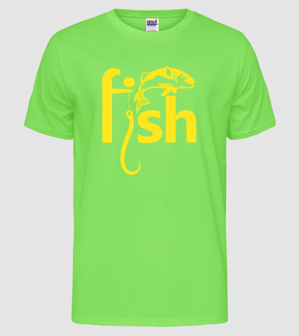 Fish model verde neon pe tricou