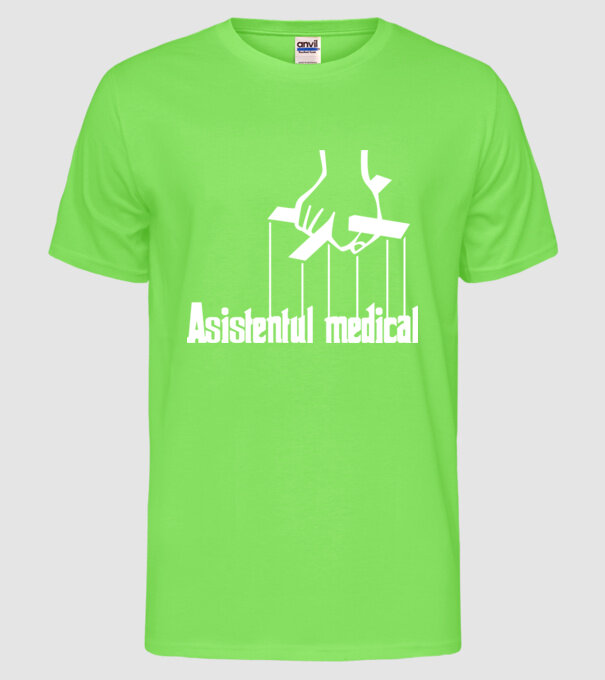 Asistentul medical / Asistenta medicală model verde neon pe tricou