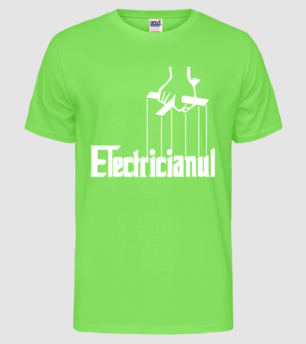 Electricianul model verde neon pe tricou