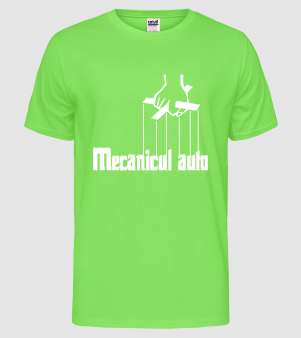 Mecanicul auto model verde neon pe tricou