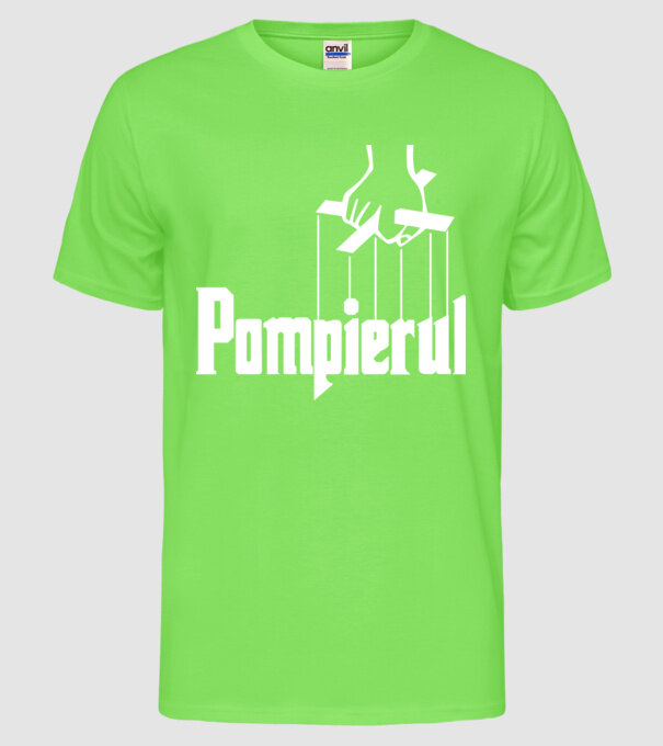 Pompierul model verde neon pe tricou