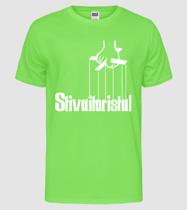 Stivuitoristul model verde neon pe tricou