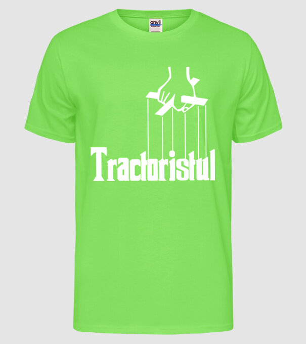 Tractoristul model verde neon pe tricou