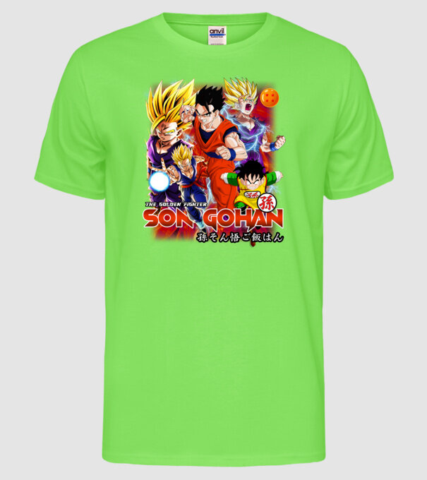 gohan dragonball model verde neon pe tricou