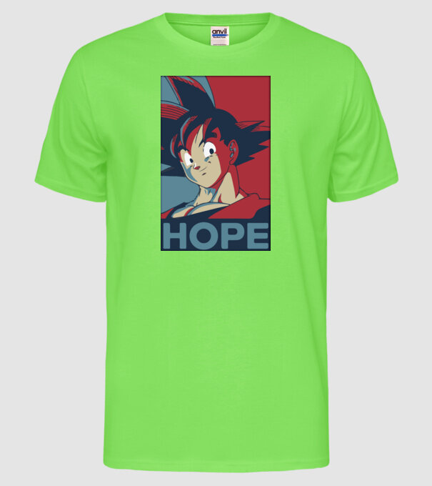 goku hope dragonball model verde neon pe tricou