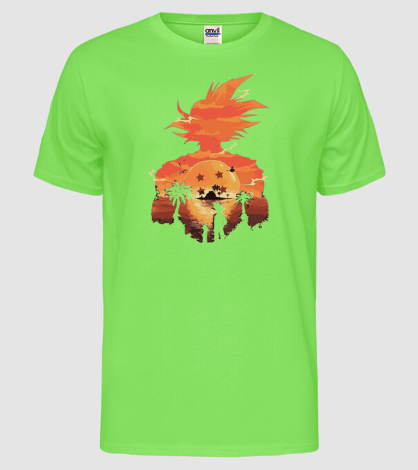 goku sunset 2 model verde neon pe tricou