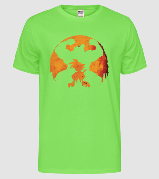 goku sunset model verde neon pe tricou
