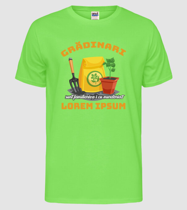 Grădinari model verde neon pe tricou