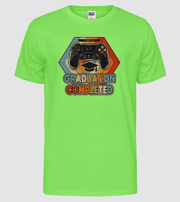 Graduation Completed model verde neon pe tricou
