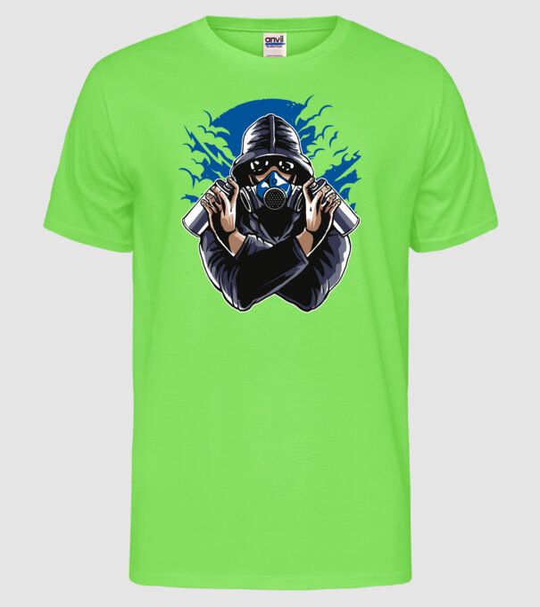 Graffiti model verde neon pe tricou