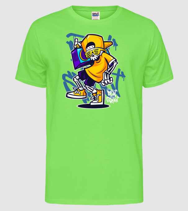 Graffiti model verde neon pe tricou