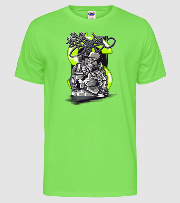 Graffiti model verde neon pe tricou
