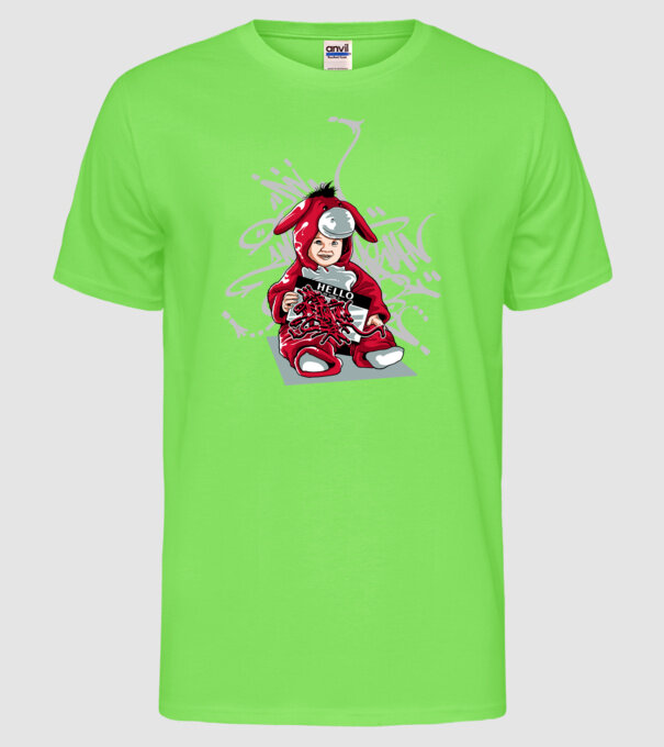 Graffiti model verde neon pe tricou