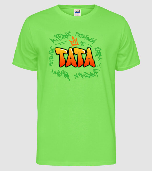 Graffiti tata model verde neon pe tricou