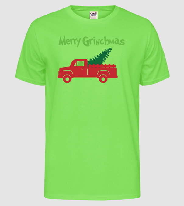 Grinchmas truck model verde neon pe tricou