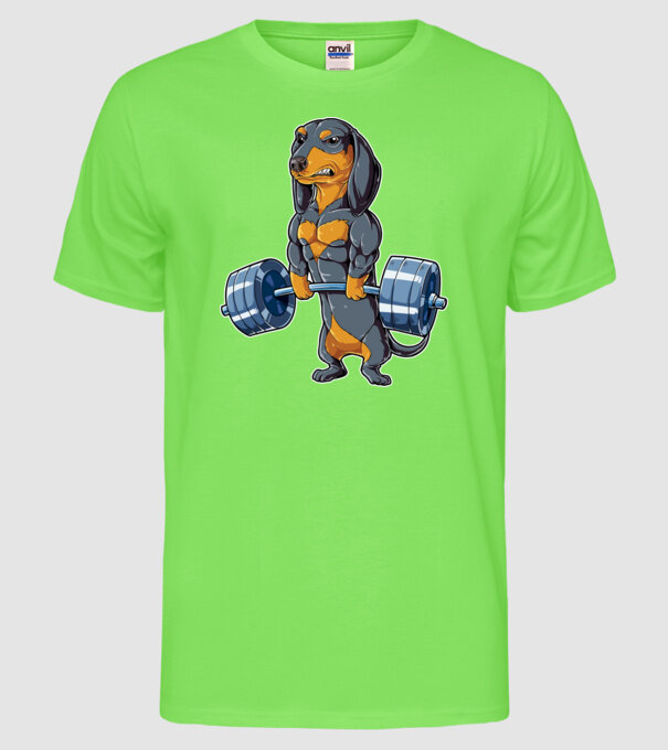 Gym teckel model verde neon pe tricou