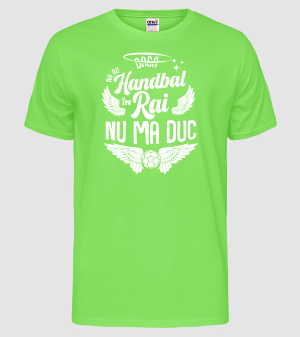 Handbal în Rai model verde neon pe tricou