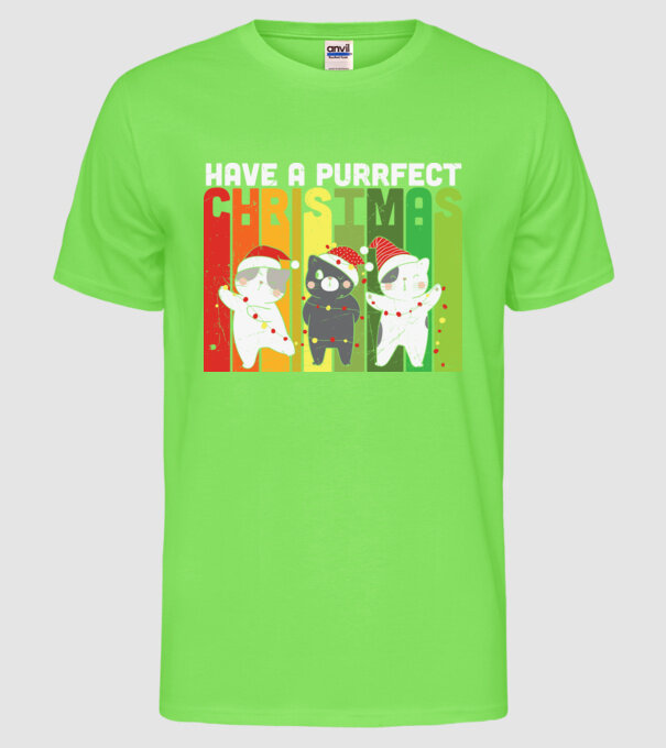 Have a purrfect christmas model verde neon pe tricou